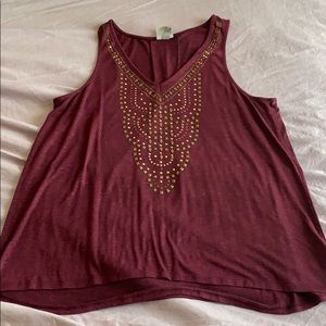 Maroon studded tank top